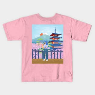 Japan, Cherry Blossom Kids T-Shirt